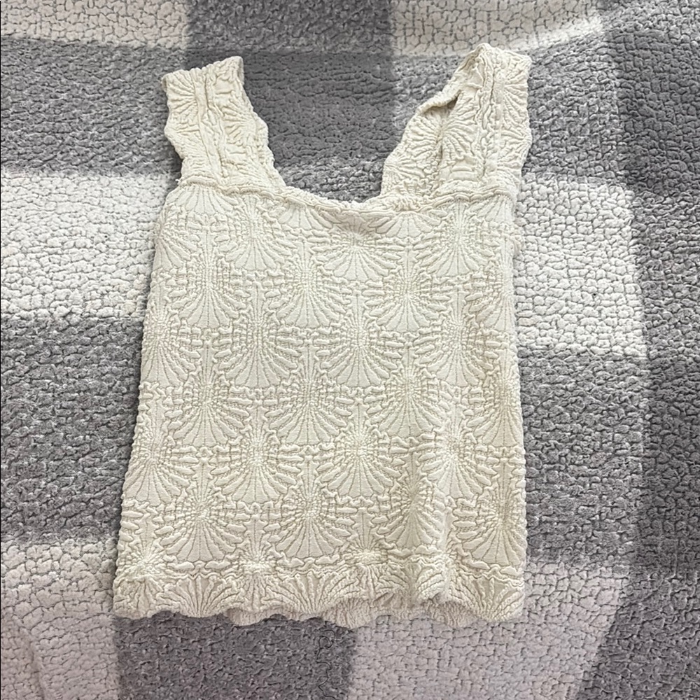 Elegant Cream Textured Women's Top